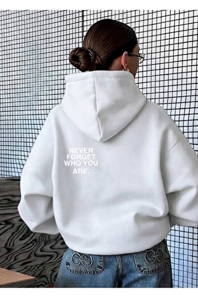 JANTIL MODA Unisex Oversize 3 Threaded Yarn Kangaroo Pocket with "Never Forge...