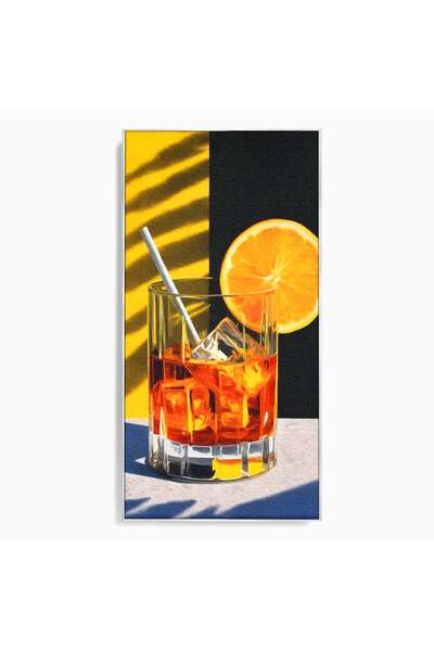Luxcanva Tablou Canvas Cocktailul Soarelui 60x120 cm cu Rama Argintiu Cocktai...
