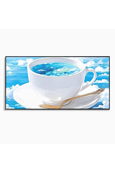 Luxcanva Tablou Canvas Cafea printre Nori 140x70 cm cu Rama Negru Cafea print...