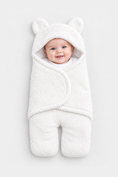 caddekids Welsoft Lamb Baby Swaddle 100% Cotton Inner Lining with Teddy Bear ...