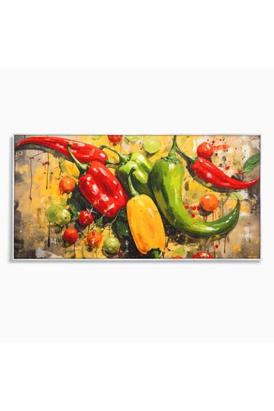Luxcanva Tablou Canvas Ritm Picant 100x50 cm cu Rama Argintiu Ritm Picant Ard...