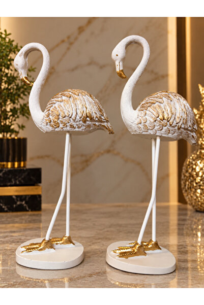 ACRES 2'li Şık Dekoratif Flamingo Biblo 27x11 Cm Dekorasyon Polyester Ev Ofis...