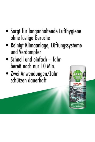 Sonax KlimaPowerCleaner AirAid Symbiotic Ocean Fresh (100 ml) Air Conditioner Provides Quick and Eas