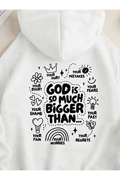 JANTIL MODA Unisex Oversize 3 Thread Yarn Kangaroo Pocket Hoodie with "God Is...