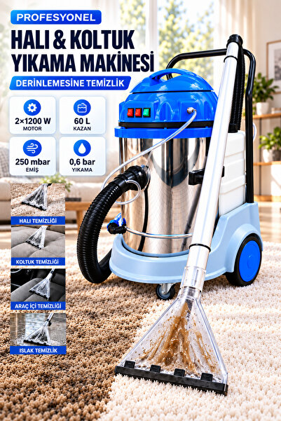 PROXTECH Sanayi Tipi 2+1 Motorlu Islak Kuru SüpürgeHali Koltuk Yikama Makinasi