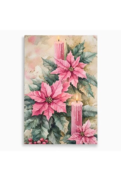 Luxcanva Tablou Canvas Floarea Craciunului Roz 50x70 cm pe Sasiu Lemn Floarea...