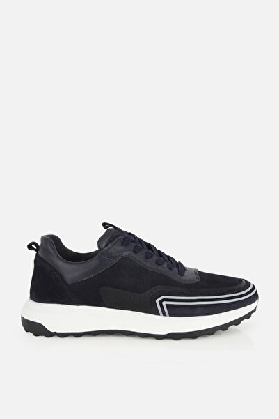 Yaya by Hotiç Erkek Lacivert Süet Deri Bağcıklı Sneaker