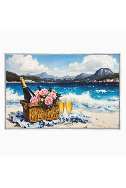 Luxcanva Tablou Canvas Toast in Paradis 70x50 cm cu Rama Argintiu Toast in Pa...
