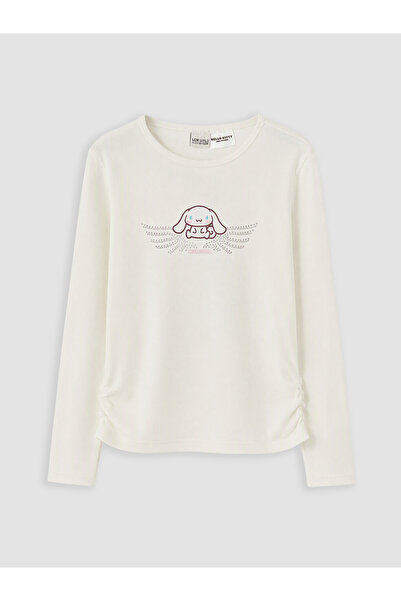 LC Waikiki Vizyon New Season White Cinnamoroll Printed Stoned Girls' T-Shirt