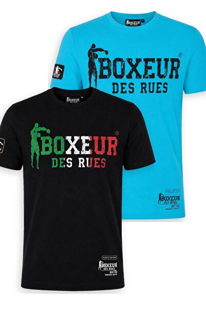 Boxeur Des Rues Pachet de 2 tricouri bărbătești Boxeur des Rues: Negru cu log...