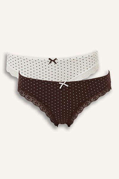 DeFacto Lace Detailed Ribbed 2-Piece Slip Panties I4415Ax26Au