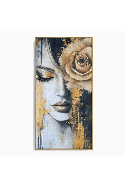 Luxcanva Tablou Canvas Regina muta 50x100 cm cu Rama Auriu Regina muta Gold T...