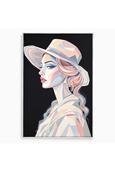 Luxcanva Tablou Canvas Femeia Mozaic 80x120 cm cu Rama Argintiu Femeia Mozaic...