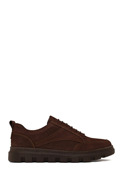 Derimod Men's Brown Lace-Up Nubuck Leather Casual Sneaker Wm828003Dn