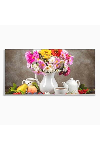 Luxcanva Tablou Canvas Masa cu Parfum Dulce 140x70 cm cu Rama Argintiu Masa c...
