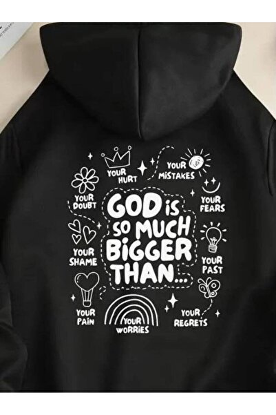 JANTIL MODA Unisex Oversize 3 Thread Yarn Kangaroo Pocket Hoodie with "God Is...