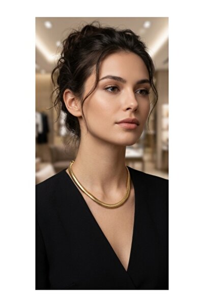 Rostil Efect Colier choker  "Tubular Snake ", placat cu aur de 14k, NOU