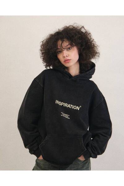 JANTIL MODA Unisex oversize dukserica sa kapuljačom od flisa sa tri niti, klo...