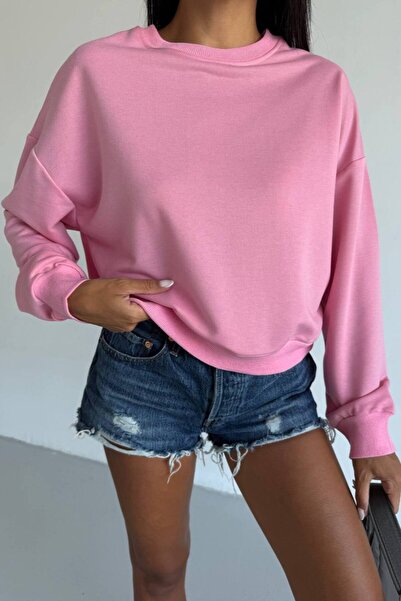 By BAYANA Long Sleeve Crew Neck Two-Thread Fabric Sweatshirt