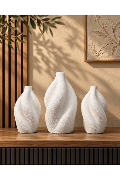 MERAM PRİNT Yeni 3 lü vazo Seti 19-15-15 cm Büyük ve Ortanca set