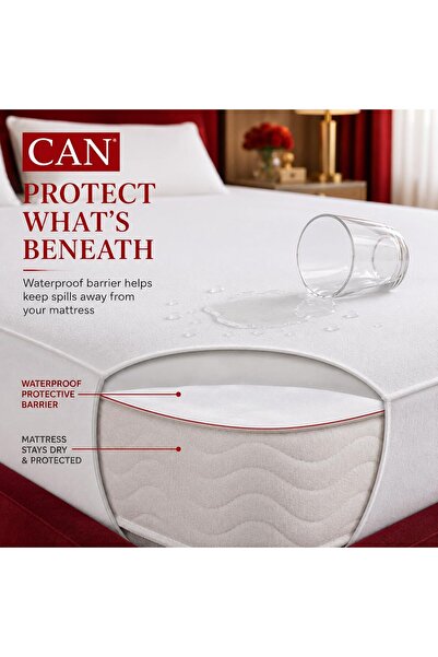 CAN Waterproof Quilted Mattress Protector, 120x200+30 cm, Breathable & Noiseless Mattress Cover, Deep Pocket Fitted Bed Protector, Soft Cooling Mattress Pad, Machine Washable, Twin XL