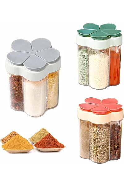 Tazweeq 3 Pieces 5 in 1 Spice Jars Seasoning Box, Spice Containers Storage Se...