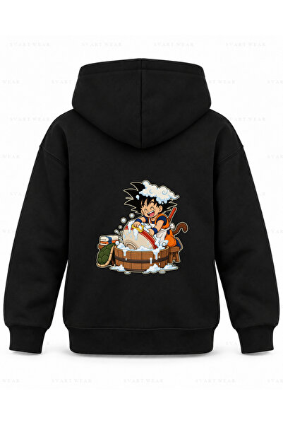 SVART WEAR Μαύρο παιδικό φούτερ με κουκούλα με στάμπα Dragon Ball Dishwashing...