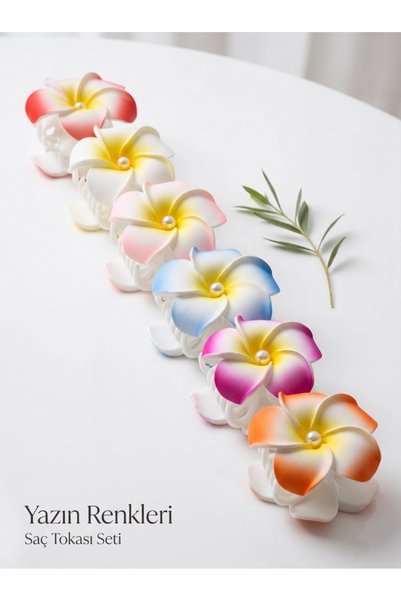 EVREUX Women's Plastic Colorful Pearl Detailed Flower Buckle