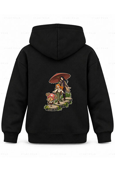 SVART WEAR One Piece Stone Steps in the Rain Printed Black Children's Hooded ...