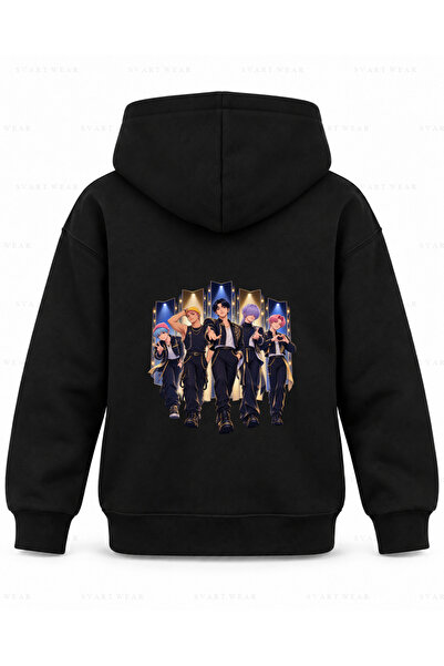 SVART WEAR Hanorac cu glugă pentru copii Saja Boys, negru, cu imprimeu Light ...