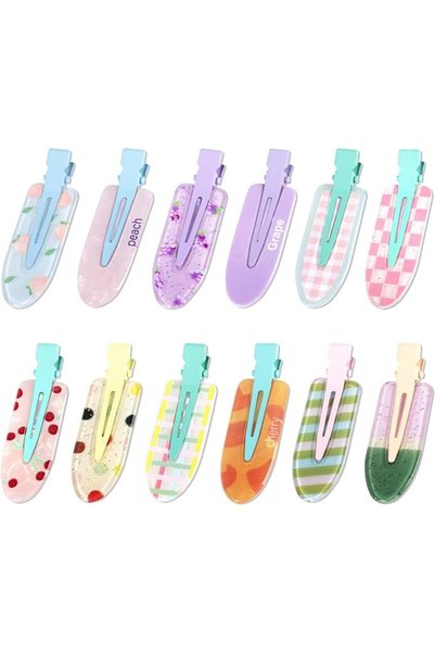 EXCEFORE 12 Pack No Bend Hair Clips, Hawaiian Acrylic Flat Styling Clips, No ...