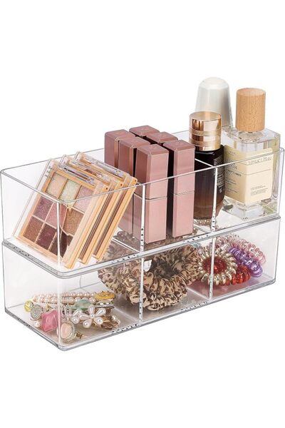 NALACAL 2Pcs Stackable Clear Drawer Organizer, Acrylic Drawer Storage Trays, ...