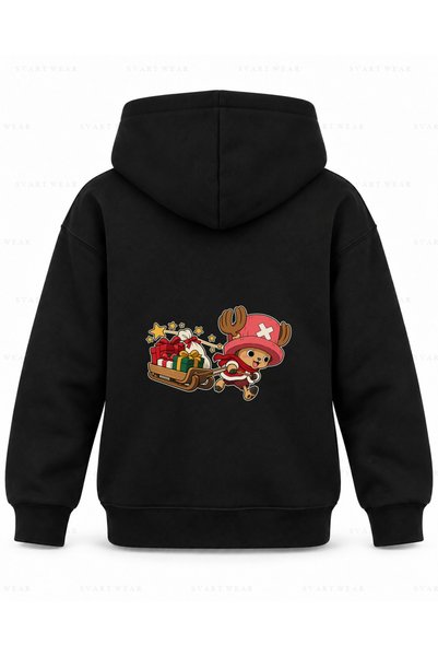 SVART WEAR One Piece Sleigh Delivery Printed Black Children's Hooded Sweatshirt