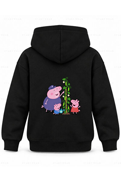 SVART WEAR Παιδικό φούτερ με κουκούλα Peppa Pig Pea Seed με στάμπα σε μαύρο χ...