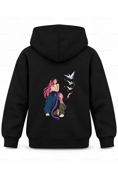 SVART WEAR KPop Demon Hunters Crane Journey majica sa kapuljačom za decu, crn...