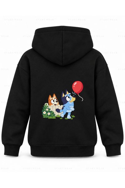 SVART WEAR بلوي سويت شيرت أسود مطبوع عليه عبارة "Over the Fence" للأطفال مع غ...