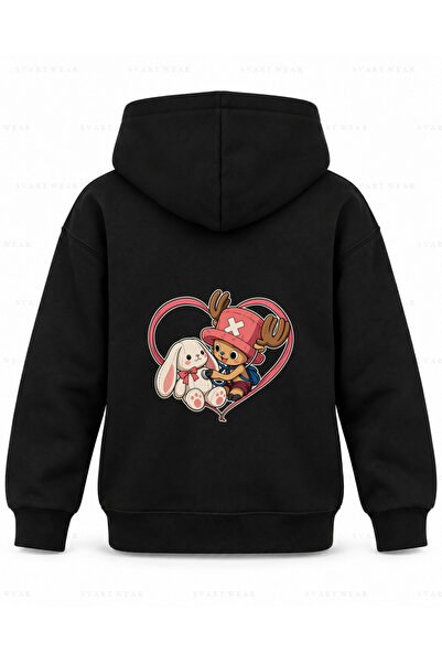 SVART WEAR Μαύρο παιδικό φούτερ με κουκούλα με στάμπα One Piece Plush Inspection