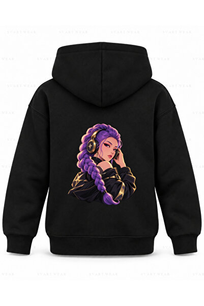 SVART WEAR HUNTR X Rumi slušalice Break Printed crna dječja majica sa kapuljačom