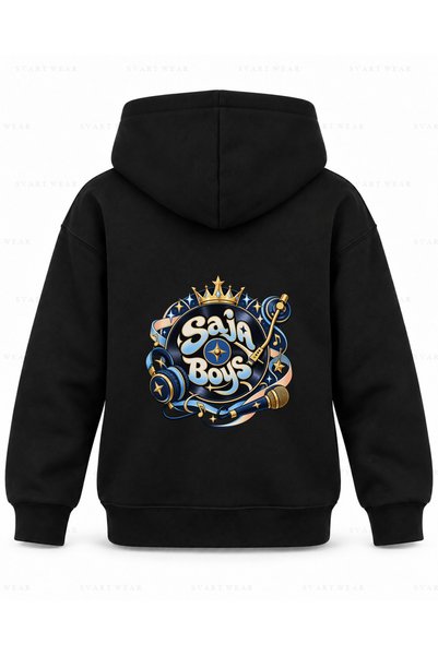 SVART WEAR Hanorac cu glugă pentru copii Saja Boys, negru, cu imprimeu text