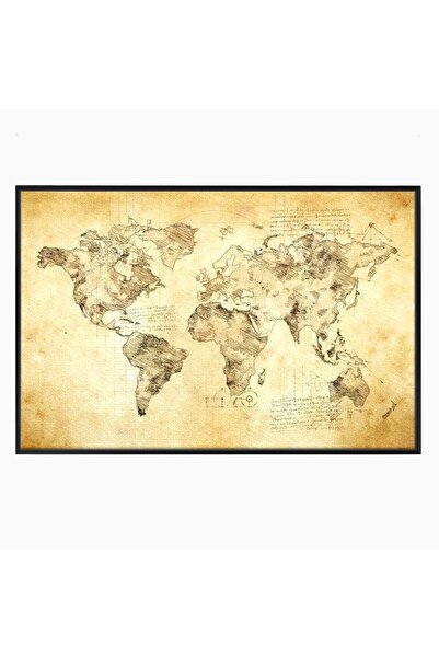 Luxcanva Tablou Canvas Atlasul Renasterii 70x50 cm cu Rama Negru Atlasul Rena...