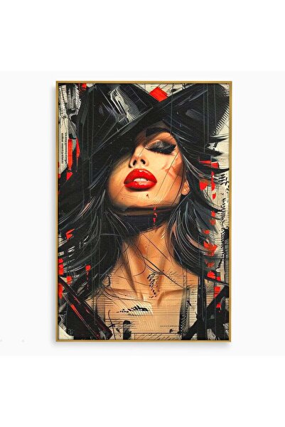 Luxcanva Tablou Canvas Privirea de Catifea 70x100 cm cu Rama Auriu Privirea d...