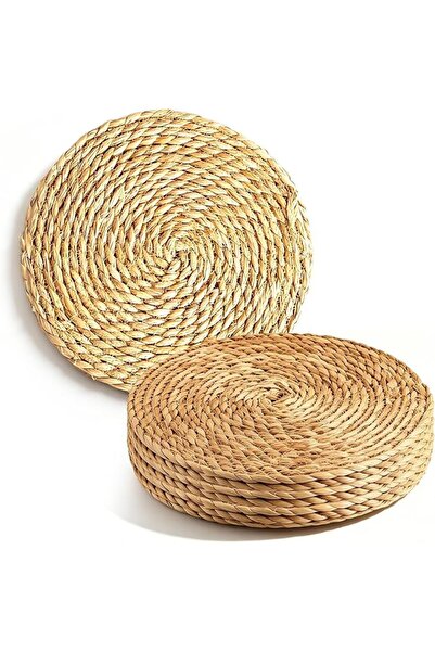 GENERAL Handmade Boho Placemats, Set of 8 Round Place Mats Made of Water Hyac...