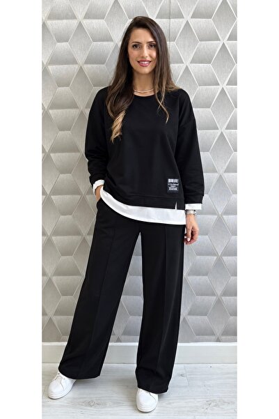 styleFlex Trening din bumbac cu terminație tip cămașă și pantaloni evazați