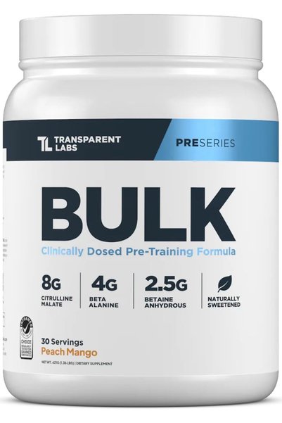 Transparent Labs Bulk Pre Workout Powder - Naturally Sweetened Advanced Pre-W...