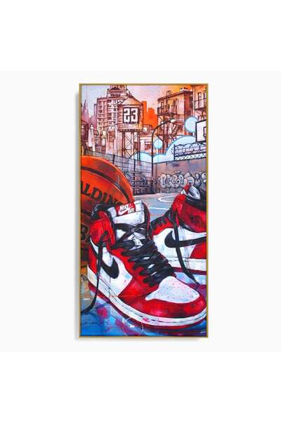 Luxcanva Tablou Canvas Nike Air 60x120 cm cu Rama Auriu Nike Air Minge Baschet