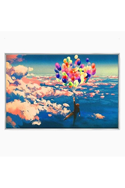 Luxcanva Tablou Canvas Purtat de Curcubeu 120x80 cm cu Rama Argintiu Purtat d...