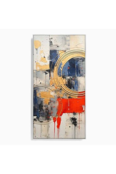 Luxcanva Tablou Canvas Cercurile Timpului 70x140 cm cu Rama Argintiu Cercuril...