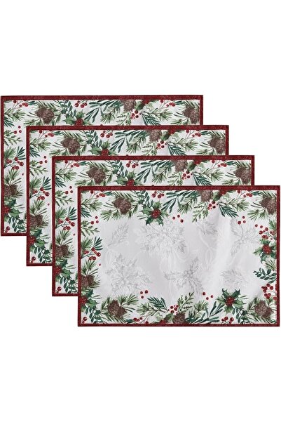 GENERAL Elrene Home Fashions Holly Berry Flourish Holiday/Christmas Fabric Di...