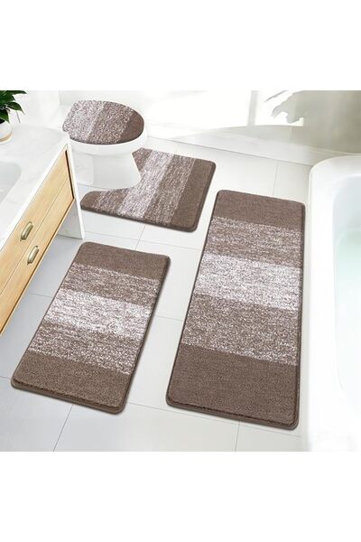 GENERAL Bathroom Rugs Sets 4 Piece with Toilet Lid Cover, Non-Slip Absorbentb...