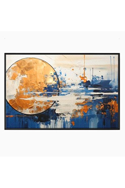 Luxcanva Tablou Canvas Luna in Lumina Noptii 60x40 cm cu Rama Negru Luna in L...